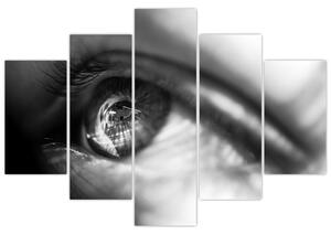 Čiernobiely obraz - detail oka (Obraz 150x105cm)