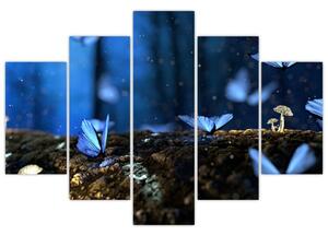 Obraz - modrí motýle (Obraz 150x105cm)