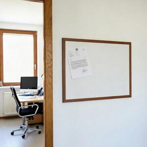 Biela magnetická tabuľa NATURE LINE v drevenom ráme PALISANDER 90x60 cm