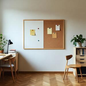 Kombinovaná tabuľa biela v drevenom ráme + 6 farieb rámu 60x40 cm
