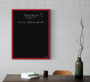 Čierna magnetická tabuľa v červenom drevenom ráme 60x40 cm