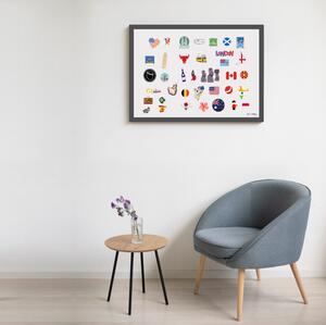 Biela tabuľa na magnetky v drevenom šedom ráme 60x40 cm