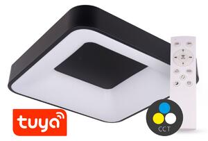SMART TUYA Čierne LED stropné svietidlo hranaté 500x500mm 48W CCT s DO – LED lustre a svietidlá > LED stropné svietidlá