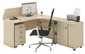 Zostava kancelárskeho nábytku MIRELLI A+, typ F, pravá, biela/dub sonoma