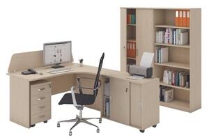 Zostava kancelárskeho nábytku MIRELLI A+, typ C, pravá, biela / dub sonoma