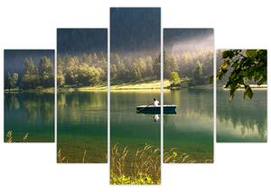Obraz loďky na jazere (Obraz 150x105cm)