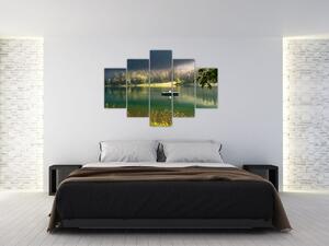 Obraz loďky na jazere (Obraz 150x105cm)