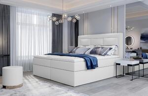 Boxspringová posteľ 140x200 TERIVO - biela eko koža