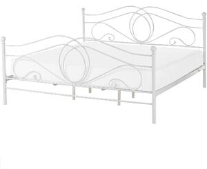 Posteľný rám biela kovová posteľ 180 x 200 cm retro vintage spálňa