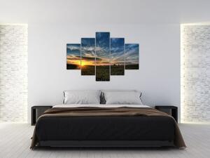 Západ slnka na poli - moderný obraz (Obraz 150x105cm)