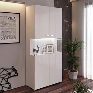 VITRÍNA, biela s vysokým leskom, 80/180/39,6 cm MID.YOU - Sklenené vitríny, Online Only