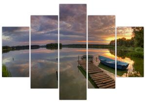 Obrázok jazera sa západom slnka (Obraz 150x105cm)