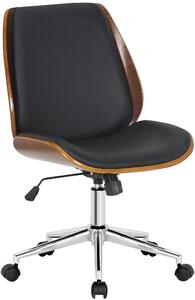 Kancelárska stolička Mitch ~ koženka, drevo, podnož chróm - Čierna