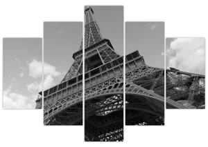 Čiernobiely obraz Eiffelovej veže (Obraz 150x105cm)