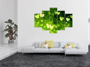 Zelená srdiečka - obraz do bytu (Obraz 150x105cm)
