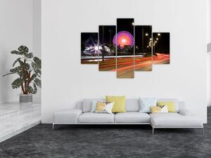 Nočné kolotoče - moderný obraz (Obraz 150x105cm)
