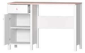 Písací stôl Luna LN03, Farby: biela / ružová + biela, Nadstavec: áno Mirjan24 5902928146363