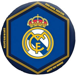 Okrúhly futbalový vankúšik FC Real Madrid - RMCF - motív Navždy Real Madrid! - priemer 35 cm