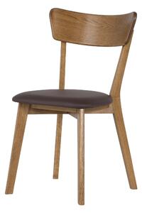 Dubová lakovaná stolička Diana rustik s hnedou koženkou
