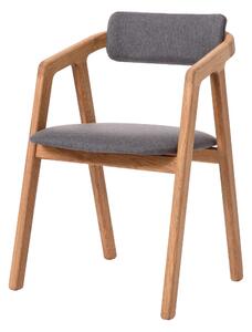 Dubová stolička Aksel so sivým čalúnením