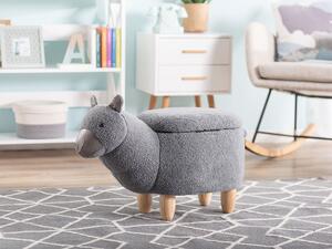 Zvieracie stolička sivá polyesterová bavlna gumové drevo 45 x 65 x 30 cm moderný praktický úložný priestor z alpaky detský nábytok detská izba