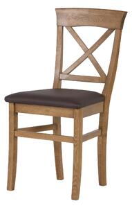 Dubová lakovaná stolička Torino rustik s hnedou koženkou