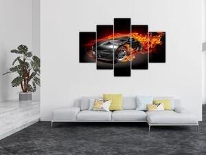 Obraz horiace auto (Obraz 150x105cm)