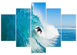 Surfer na vlne - moderný obraz (Obraz 150x105cm)