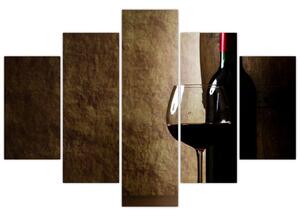 Fľaša vína - moderný obraz (Obraz 150x105cm)