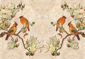 Fototapeta - Vtáky, mramorový dekor (147x102 cm)