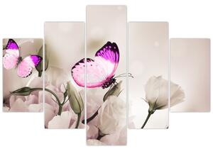 Motýľ na kvetine - obraz (Obraz 150x105cm)