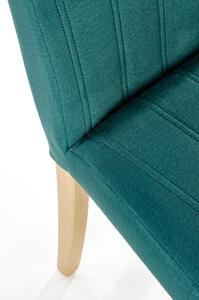 Halmar DIEGO 3 jedálenská stolička dub medový / čal. velvet prešívaný - MONOLITH 37 (tmavo zelená)