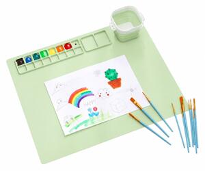 Silikónová podložka na maľovanie s paletou a nádobkou na vodu 51 × 41 cm - zelená CABT453 – variant produktu