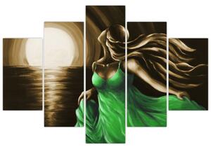 Obraz ženy v zelenom (Obraz 150x105cm)