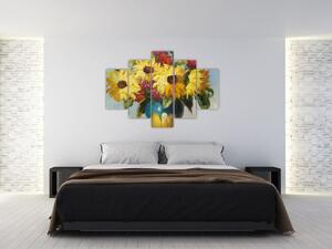 Obraz kvetov vo váze (Obraz 150x105cm)