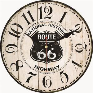 Veselá Stena Drevené nástenné hodiny Route 66