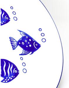 Aquarium tanier modrý/biely