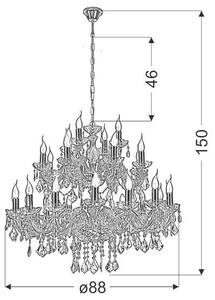 Zlatý krištáľový luster Maria Teresa pre žiarovku 28x E14 – LED lustre a svietidlá > Kolekcie svietidiel > Kolekcia svietidiel MARIA