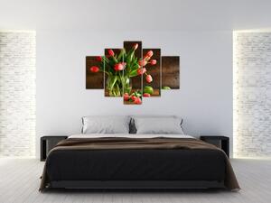 Obraz tulipánov vo váze (Obraz 150x105cm)