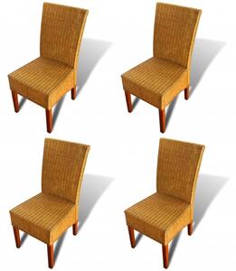 Jedálenské stoličky 4 ks hnedé prírodný ratan