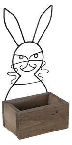 Hnedý drevený box s kovovým zajačikom - 20 * 13 * 10/44 cm - Clayre & Eef