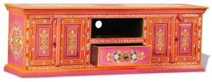 Ružový TV stolík z mangového dreva, ručne maľovaný