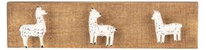 Nástenný vešiak biela lama s patinou - 30*4*7 cm - Clayre & Eef