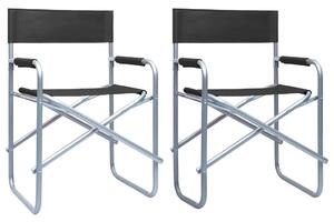 Režisérske stoličky 2 ks, oceľ, čierne