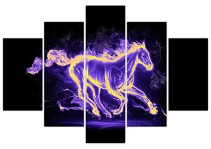 Abstraktný obraz horiaceho kone (Obraz 150x105cm)