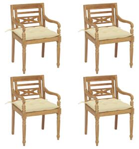 Batavia stoličky s podložkami 4 ks tíkový masív