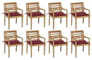 Batavia stoličky s podložkami 8 ks tíkový masív
