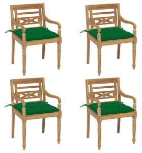 Stoličky Batavia s podložkami 4 ks tíkový masív