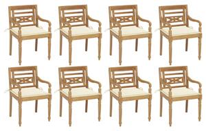 Batavia stoličky s podložkami 8 ks tíkový masív