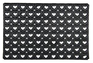 Čierna gumová rohožka so srdiečkami - 60*40*1 cm